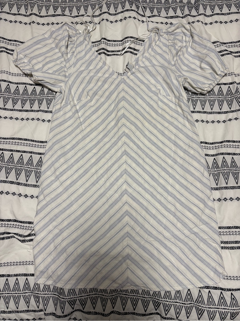 A new day, blue and white striped mini dress